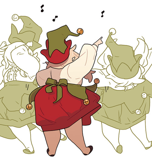 Elves gonna partyDescription:  A cute Christmas elf is partying down.