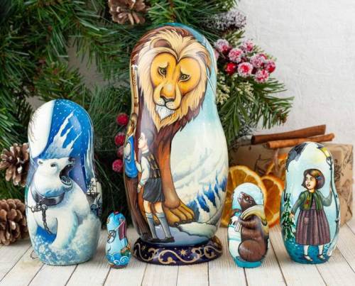 Nesting dolls blue Narnia chronicles by FirebirdWorkshopArtwork found here.