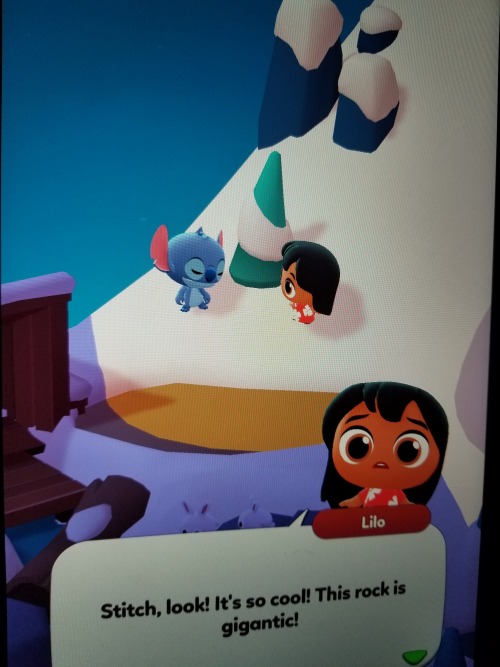 Lilo and Stitch playing King of the Hill on the snowy mountain scene from ‘Disney Getaway’More under