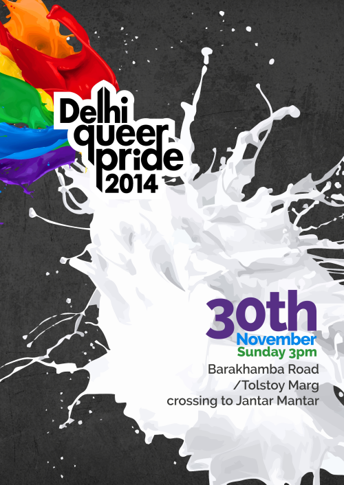 Delhi Queer Pride today! Come to the crossing of Barakhabma Road and Tolstoy Marg at 3 PM. We will b