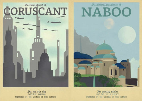 darthluminescent - Star Wars Travel Posters // by Ali Xenos