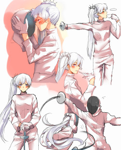 Dashingicecream:azure-Zer0:Rwby: Checkmating/Monochromeweiss Is In The Fencing Club