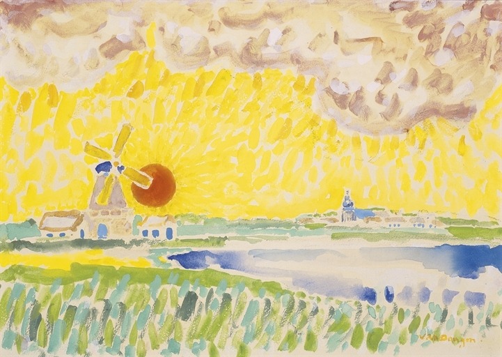 dappledwithshadow:Kees van DongenLe Moulin14 X 20 in (35.56 X 50.8 cm)gouache, watercolour,