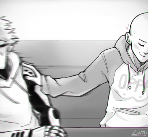 lintufriikki:  This is the cutest vine I’ve ever seen and had to draw it. ♥ Saitama might have pushed Genos a bit too hard tho… 