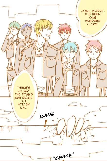irisviel-yukinashin:   KnB Crossover Shingeki no Kyojin~ YES this AU please!!!  Originally by 小黑豹 