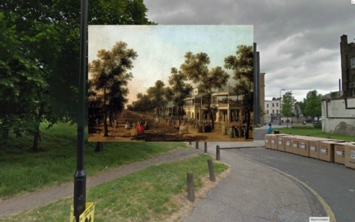 cjwho:  18th-century London paintings meet Google Street View by shystone | via In a fine example of the changing faces of a city and the ways we document our surroundings, shystone has taken 18th and 19th-century paintings of London and superimposed