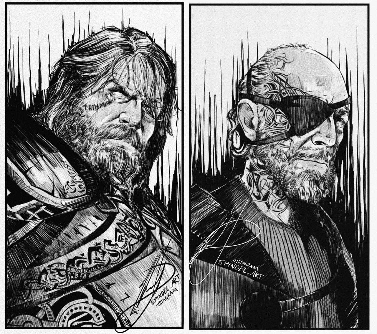 Spindel's Art — Thor & Odin - portraits