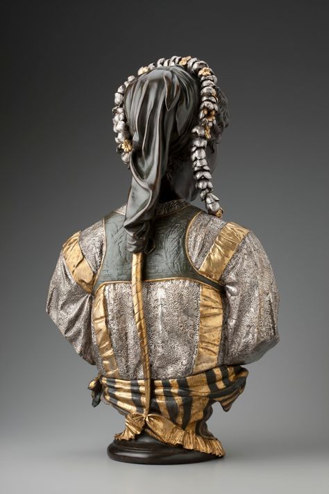 Charles Cordier (1827-1905)|“Mauresque Noire” (“Black Moorish Woman”) (1856)Bronze, silver, gilt, an