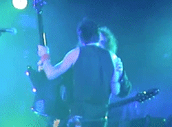 curebitches:Simon Gallup Kissing People, Pt. 2: GIF EDITIONRoge getting a kiss from Simon