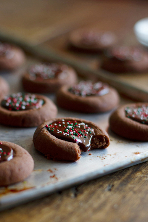 gastrogirl:  mint chocolate thumbprint cookies.