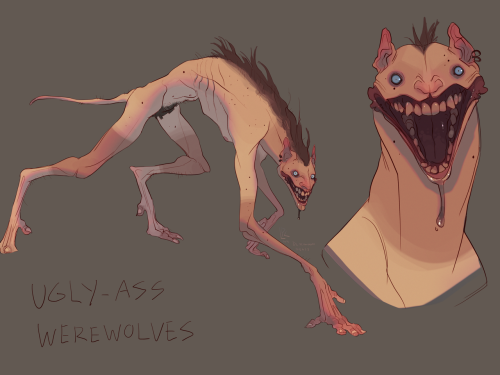 deadwooddross: Tried my hand at werewolves again! I have a soft spot for gangly naked messes of a wo