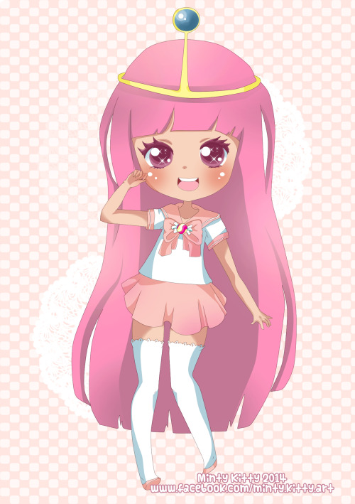 minty-kitty:  I am a bit obsessed with Adventure Time (who isn’t?!) Here is Princess Bubblegum in a cute Seifuku!