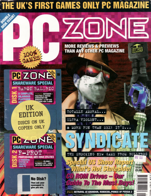 vgjunk:  PC Zone magazine Syndicate cover.Don’t get me wrong, I like Syndicate, but “more fun than sex” is pushing it a bit.  It was pretty high up there for me.