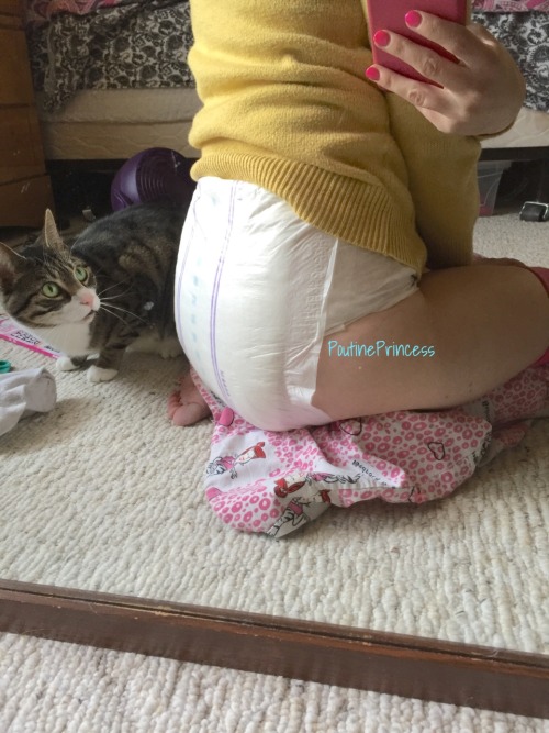 poutineprincess:  Can’t a girl take pictures of her diaper without being judged by her cat? 