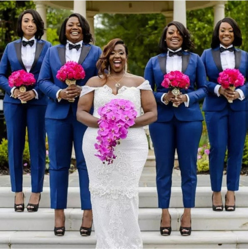 <p>I LOVE this style! Bridesmaids in Suits! </p>