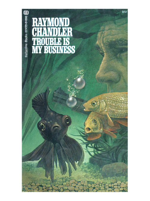 Tom Adams, book cover illustration for Raymond Chandler paperback series, 1975-77.  Ballantine Books