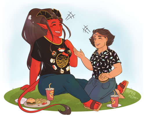 Lunch with the local Tieflin’!(Shirts based off one’s I found here and here and tbh want