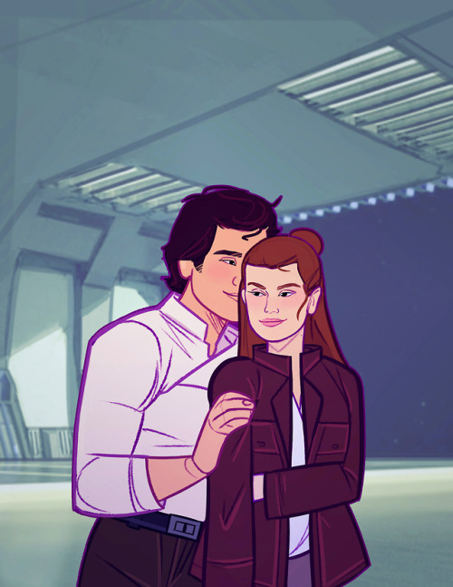 officialscarif:hey there! i commissioned the lovely @satmolly to draw some Rey stealing Poe’s 