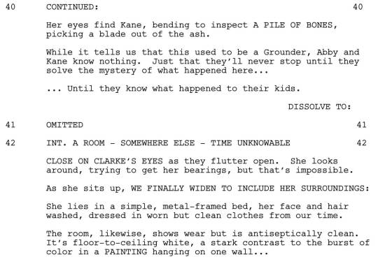 Thanks for reading along. To finish off the night, here’s one last scene from “We Are Grounders, Part 2″, written by Jason Rothenberg. See you next week!