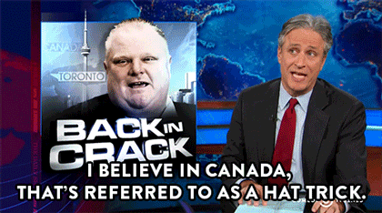 raggedyangry:  cass-attack:  cassieisclose:  comedycentral:  Congratulations, Canada! One of your politicians has finally embarrassed himself as much American politicians do every day! Click here to watch The Daily Show’s take on Toronto Mayor Rob