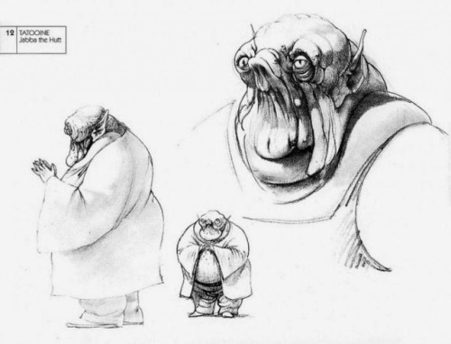 From the drawing board to the screen: my favorite Star Wars character, Jabba the Hutt.