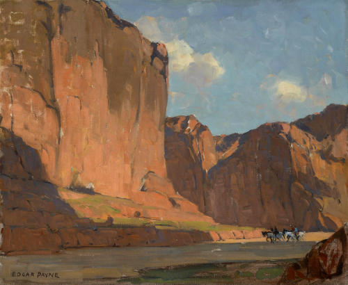 shear-in-spuh-rey-shuhn: EDGAR PAYNERiders Passing Through The CanyonOil on Canvas28″ x 34″