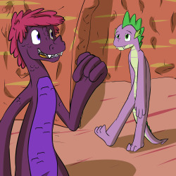 Spike&rsquo;s Quest - Chapter 6: [131]    “Well good morning, sleepyhead!” Jitte said as Spike entered the room, “I was wondering when you’d be down. Your two friends already came by.  You hungry?  I can whip you up something in a jiffy.” 