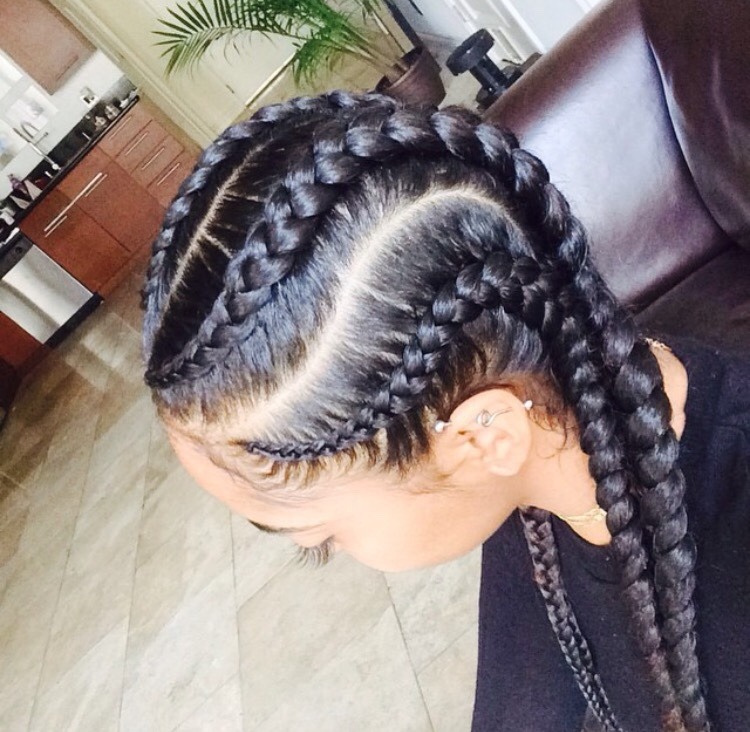 French braid natural hairstyles for black women