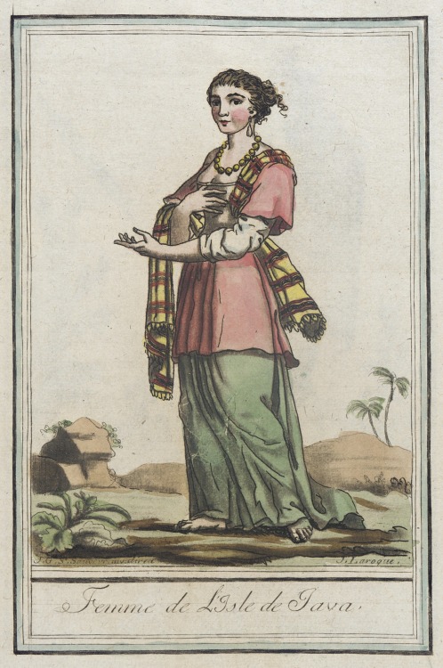 “Femme de l'Isle de Java” from Costumes de Differents Pays by Jacques Grasset de Saint-Sauveur, 18th