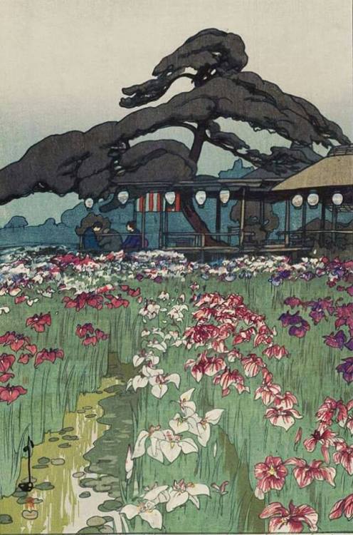 Iris Garden in Horikiri (Horikiri No Shubo)  -    Hiroshi Yoshida ,  1928Japanese,   1876-1950 Color