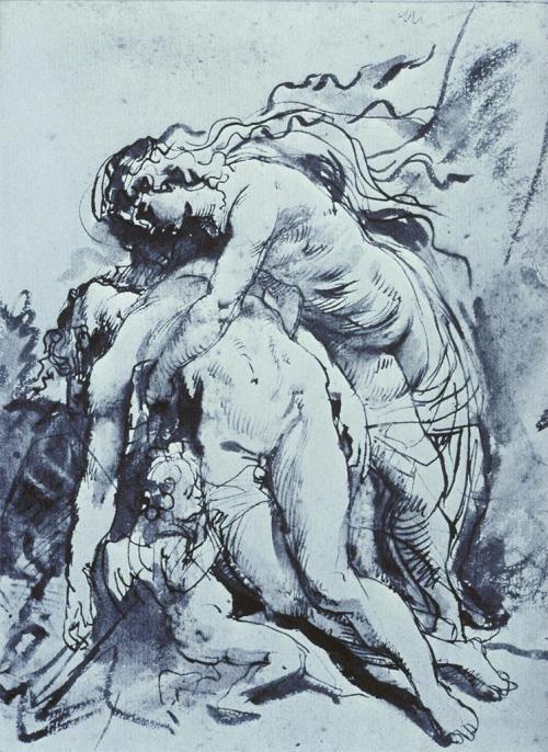 givemesomesoma: Peter Paul Rubens Venus Lamenting over Adonis, 1615, pen, ink, wash 