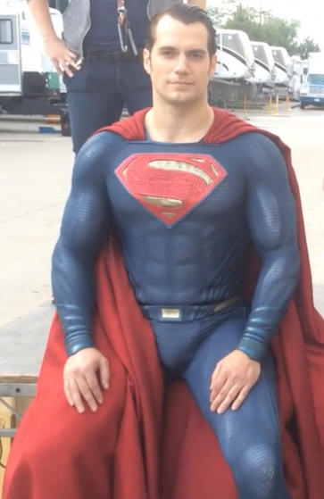 heroperil: Seated Henry Cavill as Superman (and his super-bulge)