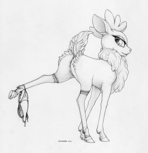 ecmajor:  Look at this fluffed deerbabe ;> Her name is Velvet… you might know her. So, a thought! If anyone might be interested in making -> A TIP <- for the creation of this art and the ecmajor pizza fund, i will send the hi-res of this to