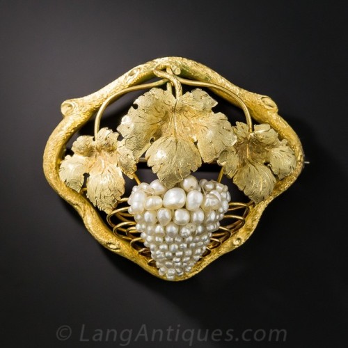 vysjewelry:Victorian pearl and gold grape cluster parure in original case (at Lang Antiques)  