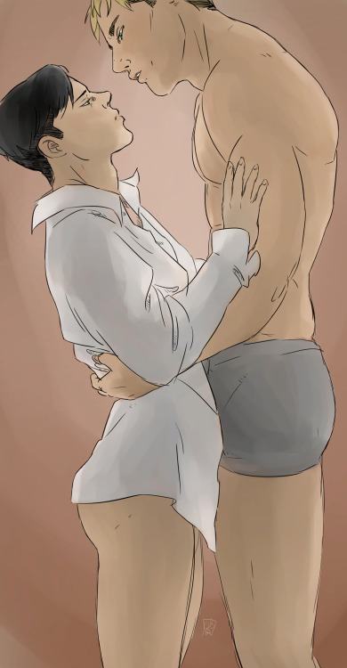 acrknowyou: I am weak for height difference and borrowed shirts. And I needed something sweet  At 6'