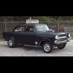 grimmlifecollective:  Another car I would kill for. Yes, the world would be a lot less populated. #chevy #gasser #55gasser #55chevy #hotrod #hotrodders #psychobilly #rockabilly #horror #trifivechevy 