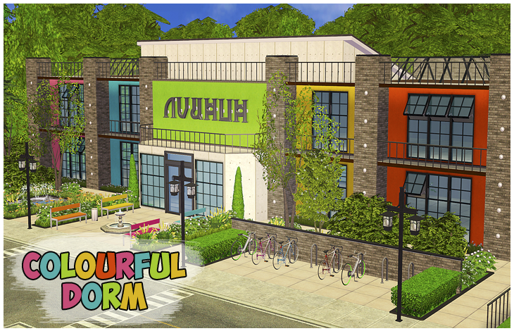 Sunny Simblr | A house-request to build a colourful dorm. I...