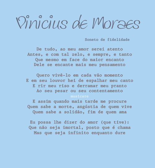 musicare — Vinicius de Moraes - Soneto de fidelidade