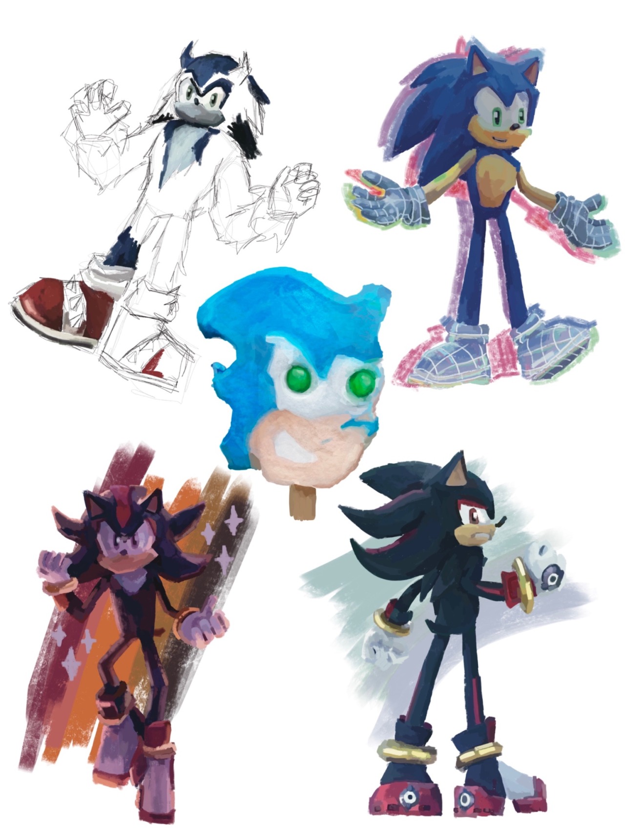 Classic Sonic, Shadow and Silver by CrystalRibbon01 -- Fur Affinity [dot]  net