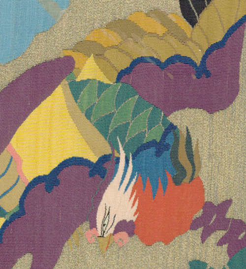 yorkeantiquetextiles: A silk tapestry-weave Buddhist ‘uchishiki’ [altar cloth] featuring a phoenix 