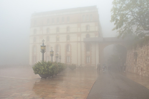 Santa Maria de Montserrat Abbey in the mist