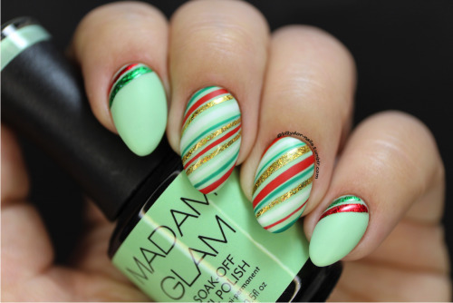 We’re starting off the 12 Days of Christmas Nail Art with some candy stripes. I love pairing t