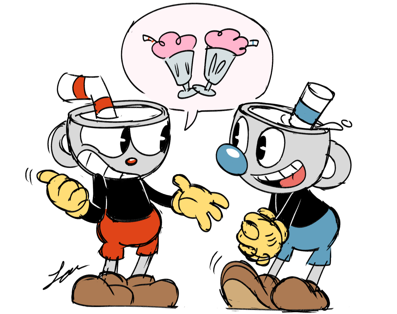 Theory: Is it possible that Cuphead & Mugman will turn human in The Cuphead  Show Season 4 or 5? (art from @niknakdoodles) : r/Cuphead