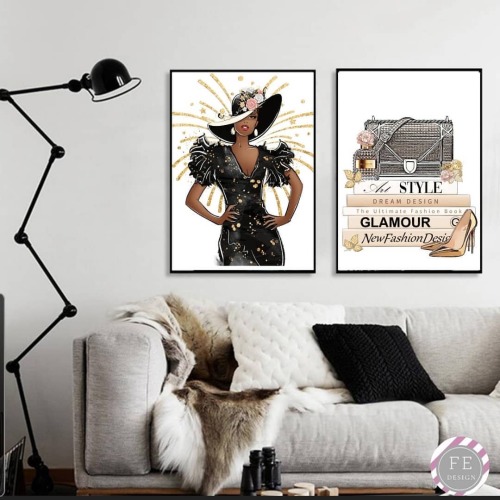 FASHION GIRL WALL ART, Set of 2 prints  My etsy store link is in the bio :) FashionistaeraDesign.ets