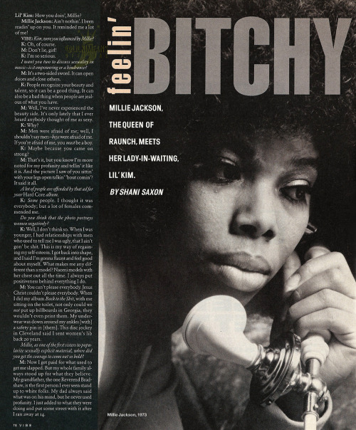 lilkimseason:Millie Jackson x Lil’ Kim interview for the February 1997 issue of Vibe magazine.20 Yea