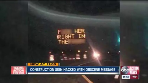 chelseawelseyknight:  strugglefuck:  SOMEONE HACKED THE CONSTRUCTION SIGN NEAR MY HOUSE AND IT GOT ON THE FUCKING NEWS GOD BLESS FLORIDA   