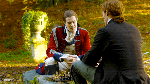 thebookboyfriendharem:Playing chess by a pond on a beautiful day… sorry LJG this is not a date…