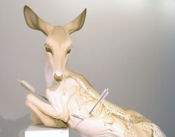 goldenwallen:  1- The White Hind (The Bride)Stoneware based mixed media sculpture68 x 50 x 18 inches | 173 x 127 x 46 cm 2-In Bocca al LupoStoneware based mixed media sculpture56 x 84 x 24 inches | 142 x 213 x 61 cm  It&rsquo;s never a bad day to have