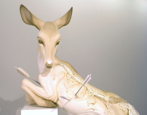 goldenwallen:  1- The White Hind (The Bride)Stoneware based mixed media sculpture68 x 50 x 18 inches | 173 x 127 x 46 cm 2-In Bocca al LupoStoneware based mixed media sculpture56 x 84 x 24 inches | 142 x 213 x 61 cm  It’s never a bad day to have