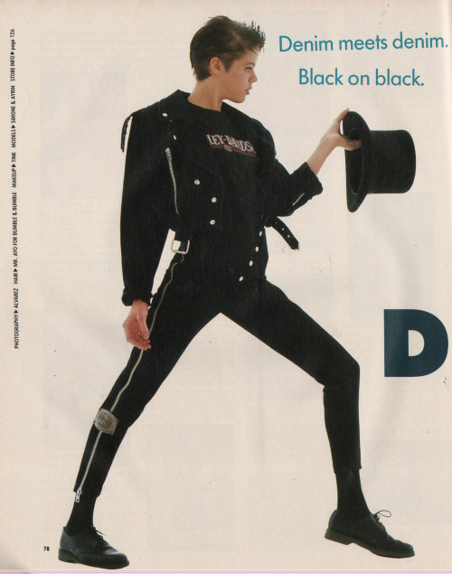full-o-sass:“Hyper Denim” fashion spread from Sassy, August 1988.